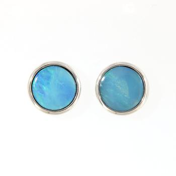 Silberne Ohrstecker mit 7mm runden Opal-Dubletten